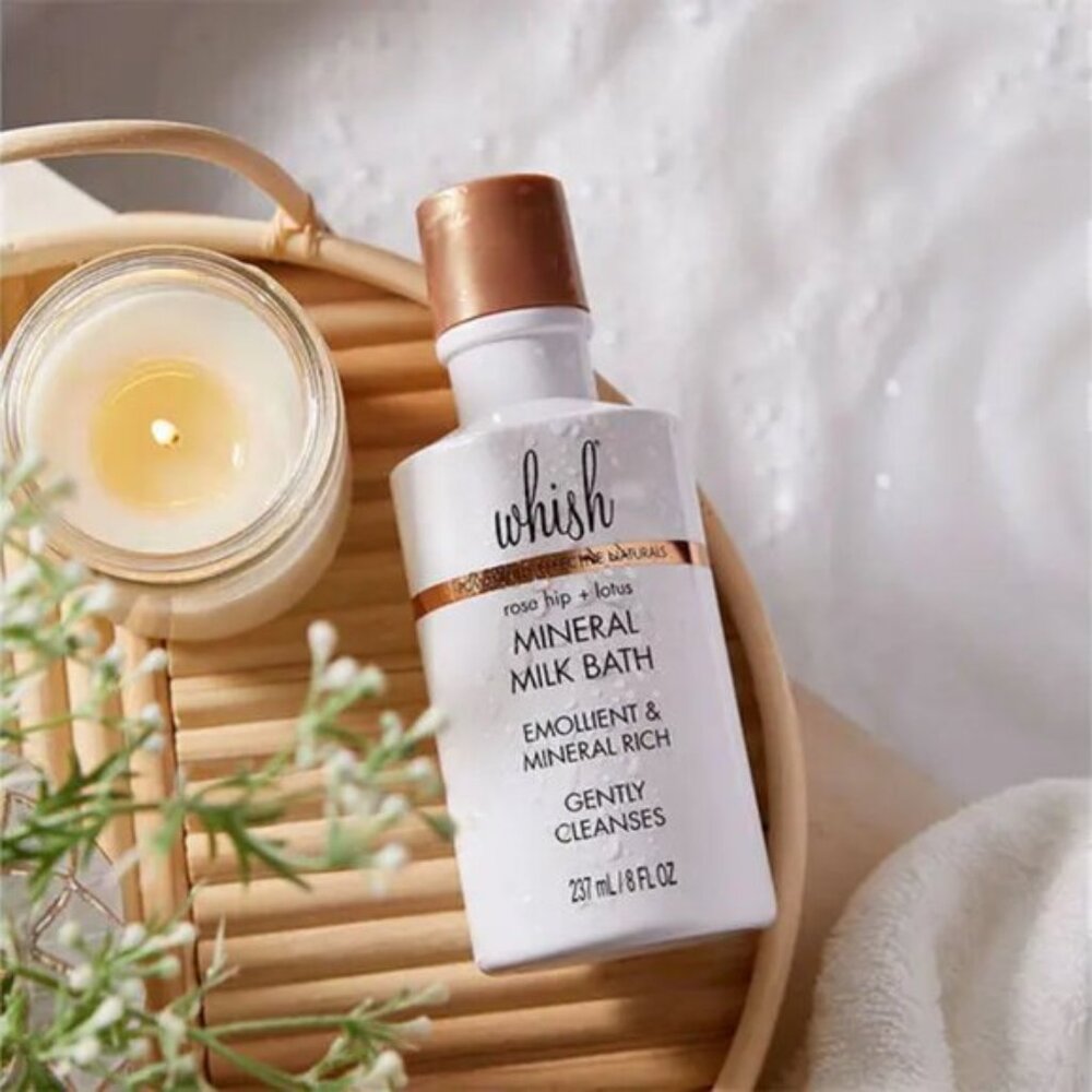2/$20 Whish Rose Hip + Lotus Mineral Milk Bath 8oz